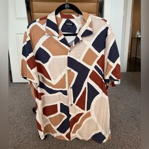 Express Men's Casual Shirt - Navy, Brown, Cream